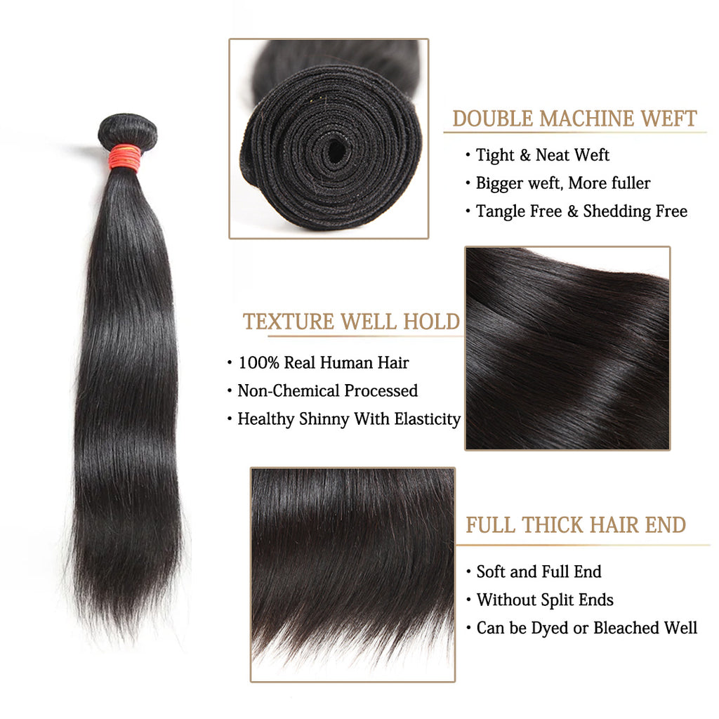 Ali Queen Straight Tangle-free Raw Hair Reuseable Bundle Deal