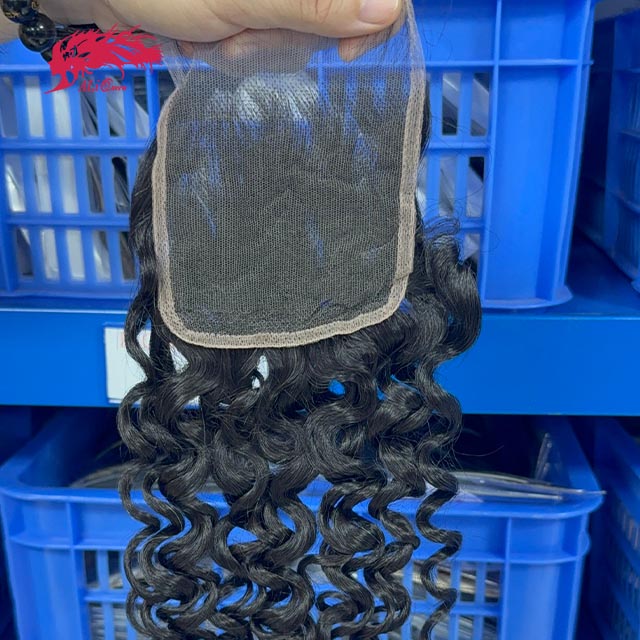 Ali Queen Water Wave Free Part Premium Raw Hair 4x4 HD Lace Closure