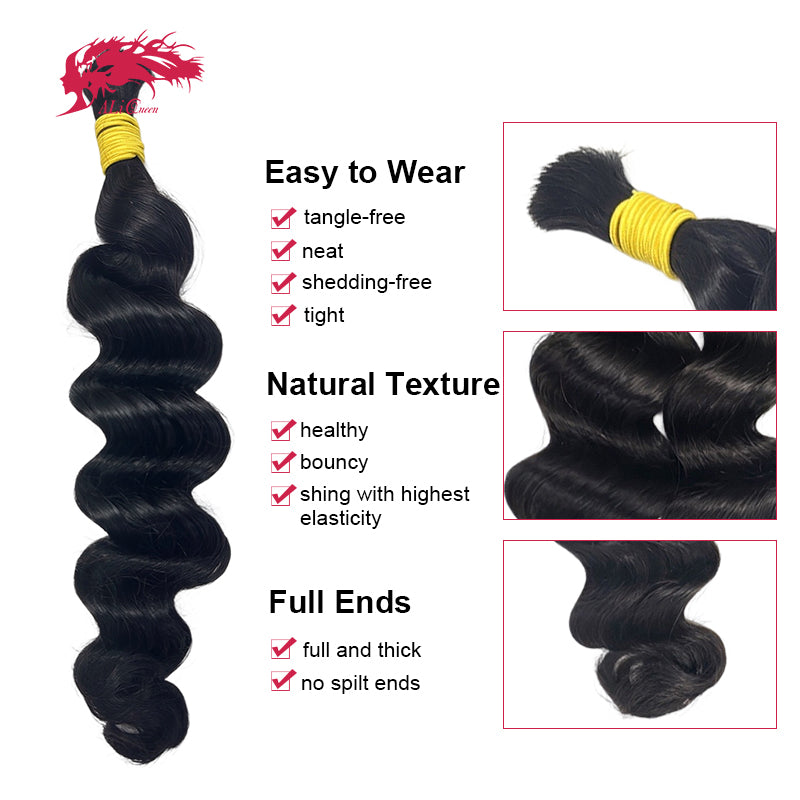 Ali Queen Loose Deep Wave Bulk Human Braiding Hair – Natural Color