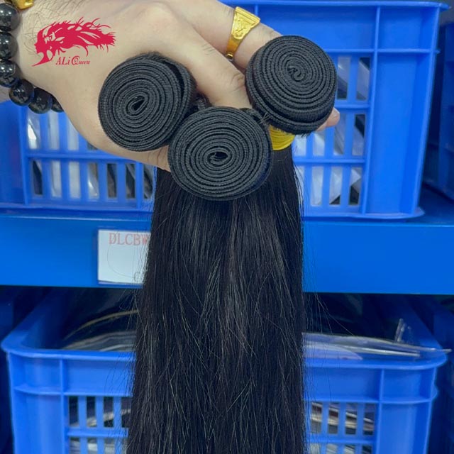 Ali Queen Straight Full End Natural Black Premium Virgin Hair Bundle