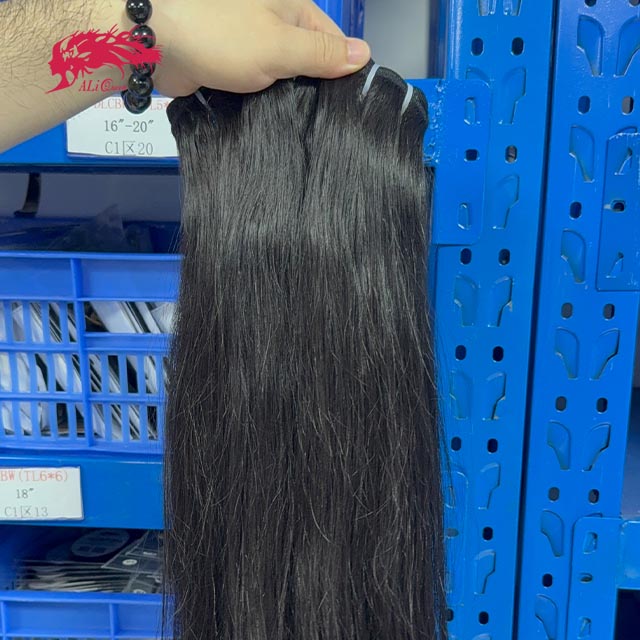 Ali Queen Straight Raw Double Drawn Mink Hair #1B Bundle 14-30 Inch