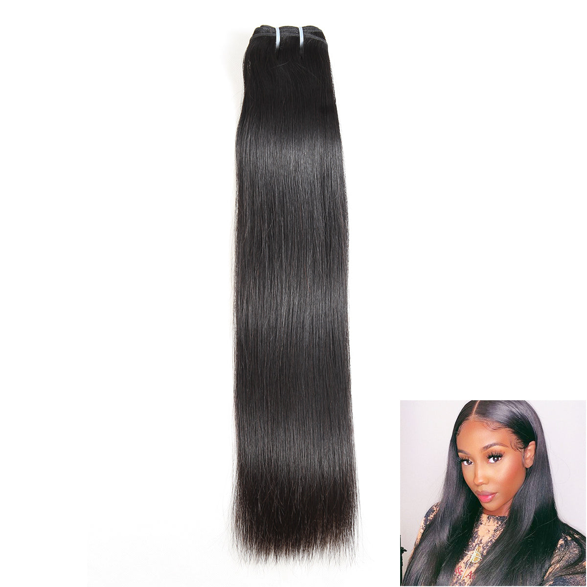 Ali Queen Straight Raw Double Drawn Mink Hair #1B Bundle 14-30 Inch