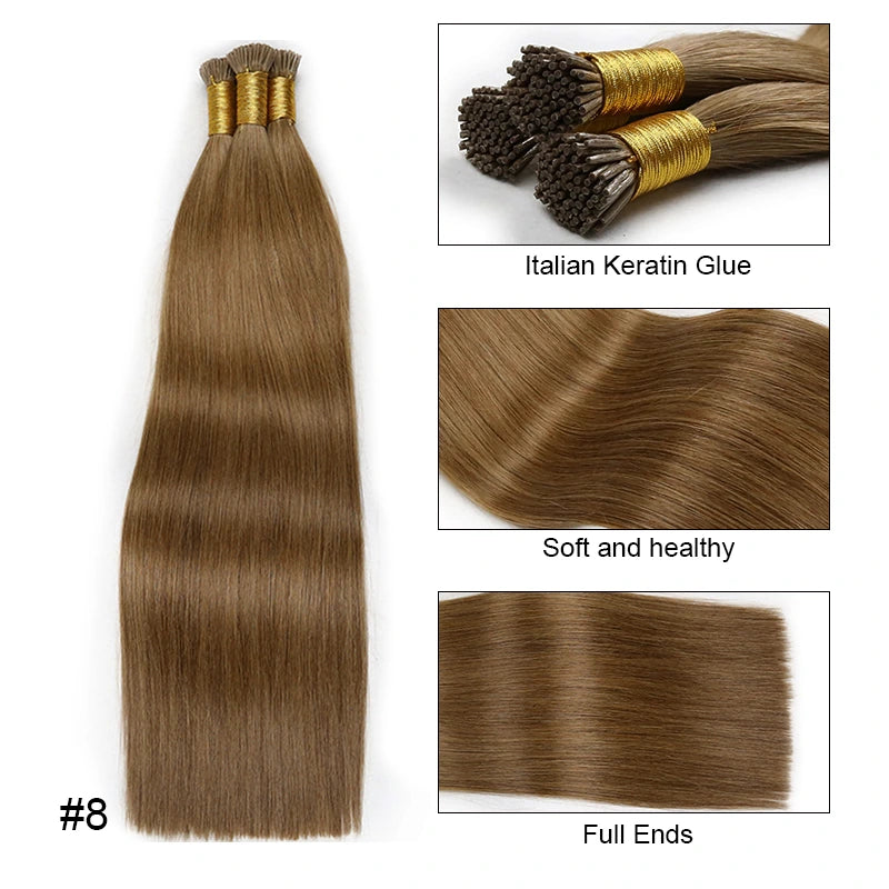 Ali Queen Straight Microlink I Tip Hair Extensions 100% Human Hair