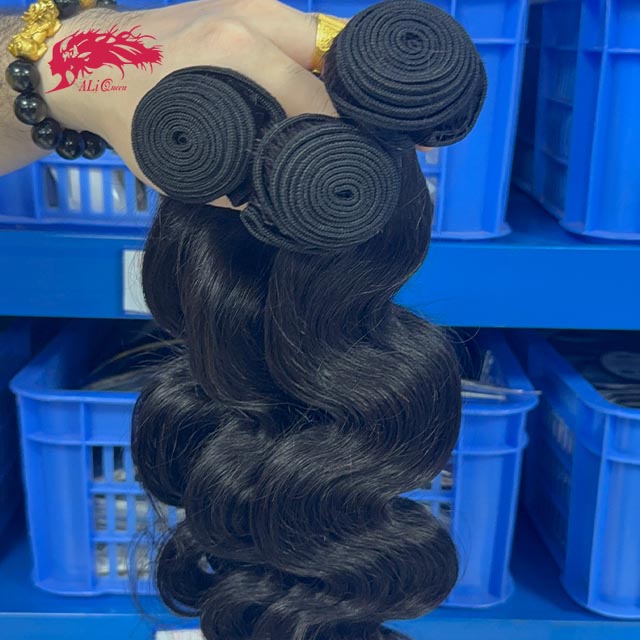 Ali Queen #1B Body Wave Bouncy Virgin Human Hair Bundle Deal