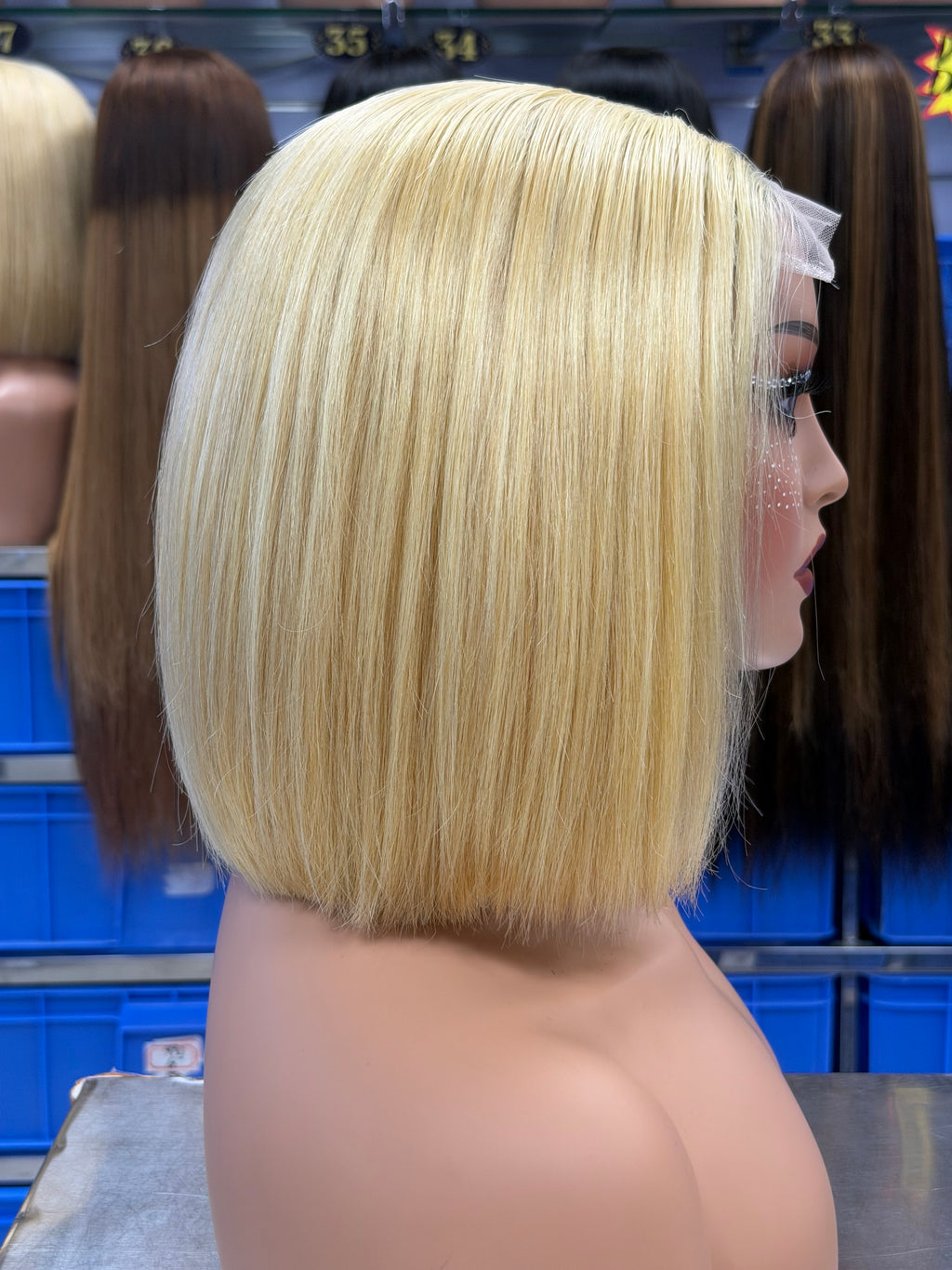 Ali Queen Straight Super Double Drawn Glueless Human Hair  5x5 Lace Bob Wig