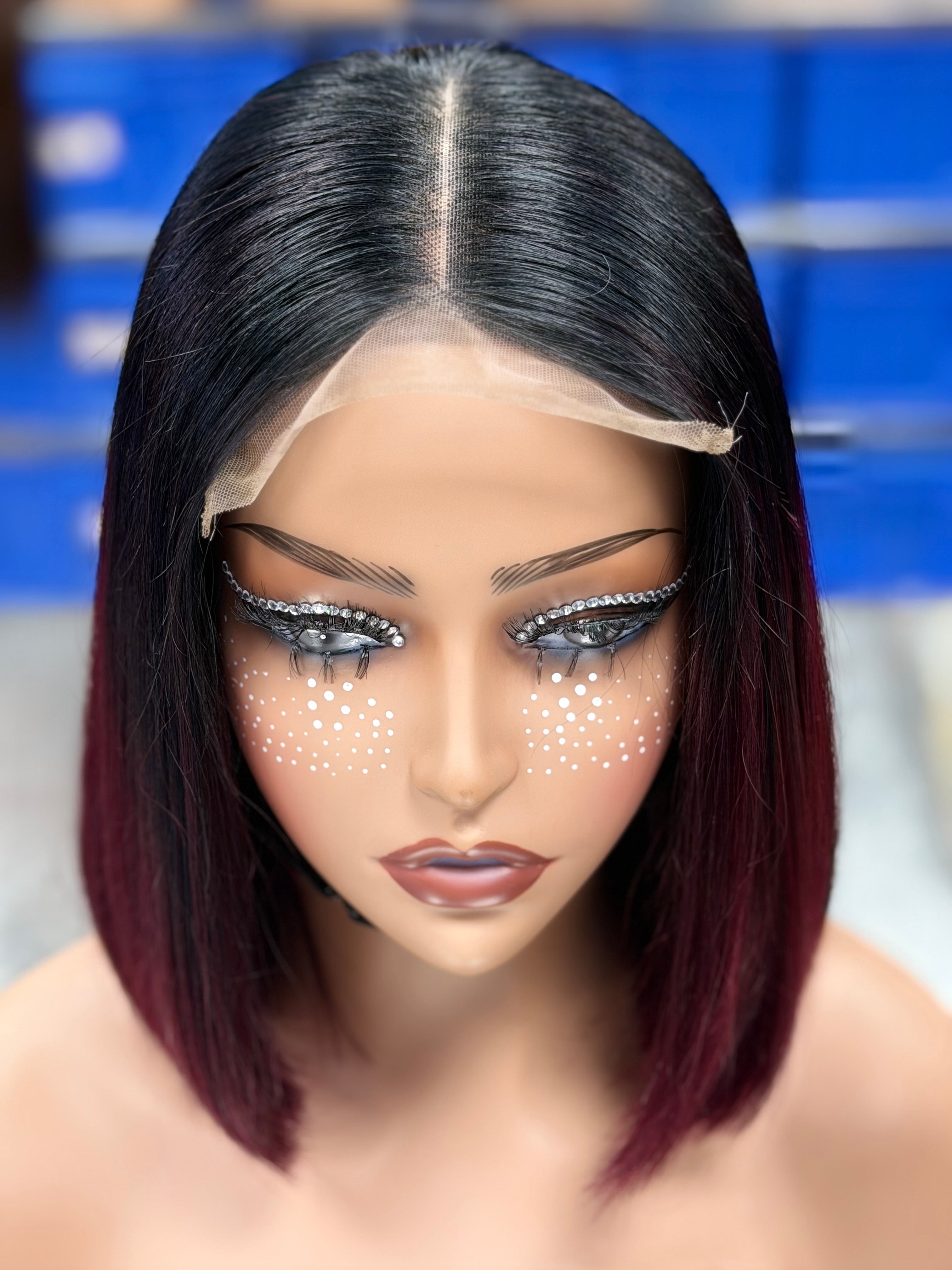 Ali Queen Straight Super Double Drawn Glueless Human Hair  5x5 Lace Bob Wig