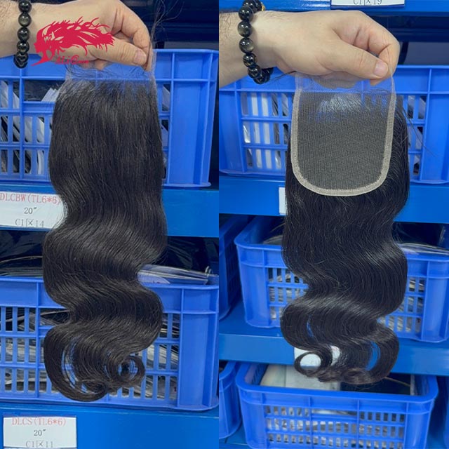 Ali Queen Body Wave Free Part Premium Raw Hair 4x4 HD Lace Closure