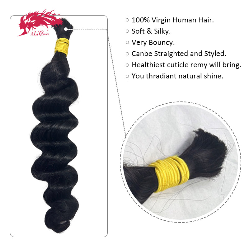 Ali Queen Loose Deep Wave Bulk Human Braiding Hair – Natural Color