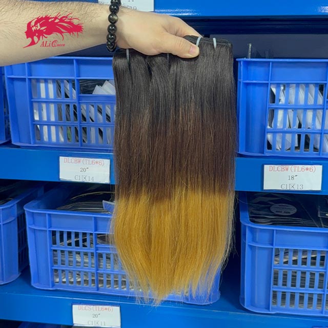 Ali Queen T1B/4/27 Color Straight  Soft Raw Double Drawn Mink Hair
