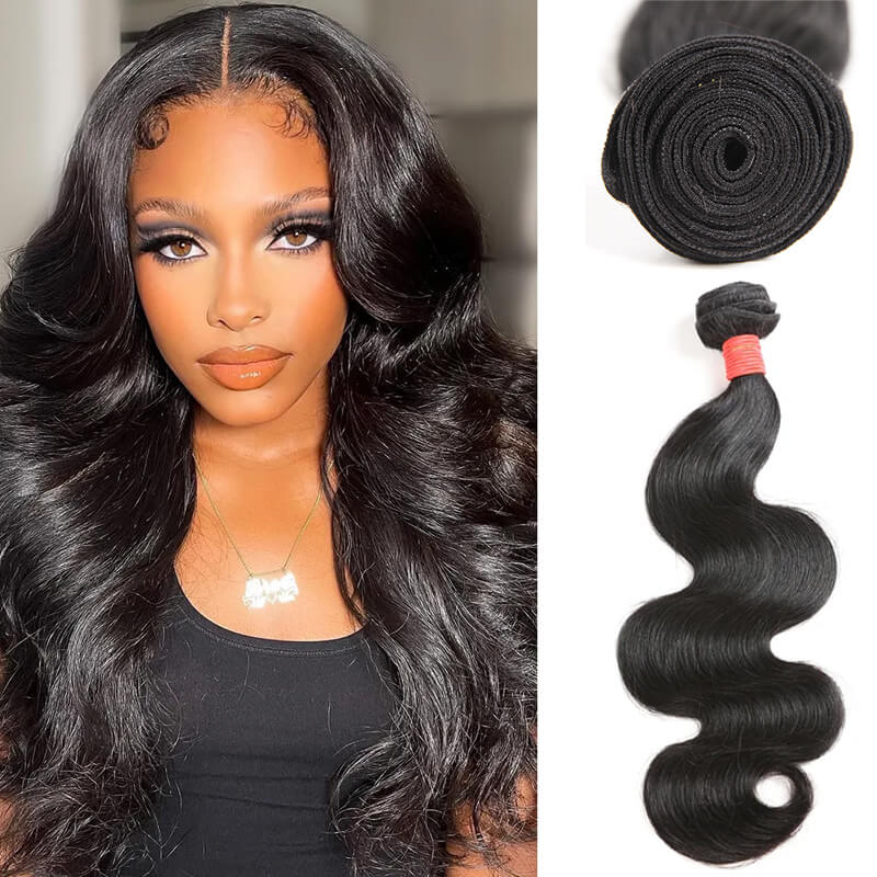Ali Queen Heat-safe Body Wave Regular Raw Hair Bundle 1B Color