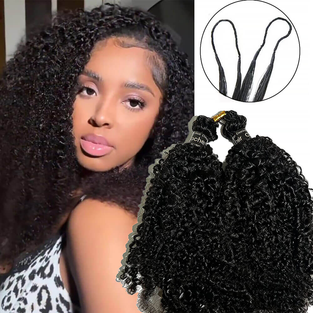 Ali Queen Crochet Hair Kinky Curly Feather Human Hair Extension