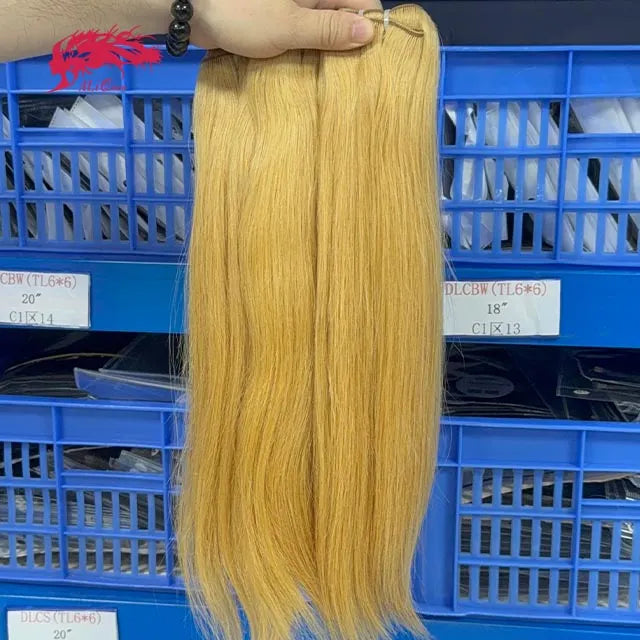 Ali Queen #27 Blonde Straight Super Double Drawn Raw Hair Bundle