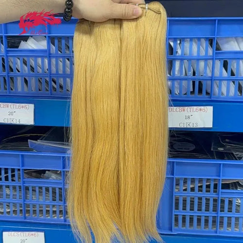 Ali Queen #27 Blonde Straight Super Double Drawn Raw Hair Bundle
