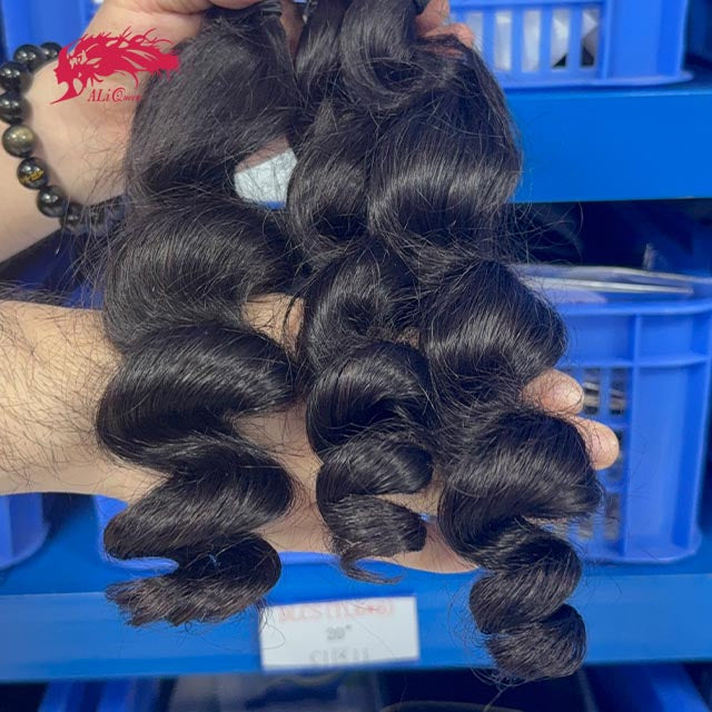 Ali Queen Loose Wave Tangle-Free Virgin Hair Bundle #1B Black