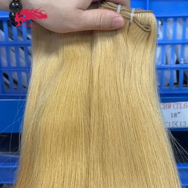 Ali Queen #27 Blonde Straight Super Double Drawn Raw Hair Bundle