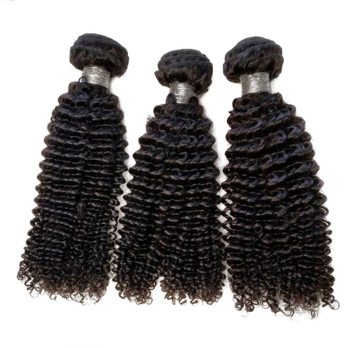 10A Kinky Curly Virgin Human Hair Bundle #1B Natural Black Tangle-Free