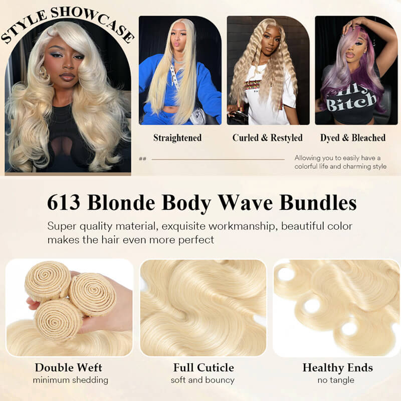Ali Queen #613 Blonde Body Wave Virgin Hair Bundle Tangle-Free