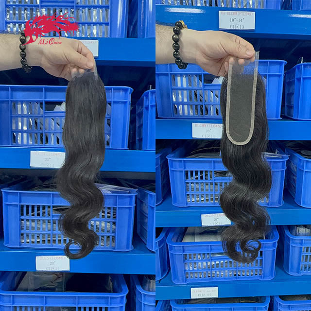 Ali Queen Body Wave Free Part Premium Raw Hair 2x6 HD Lace Closure