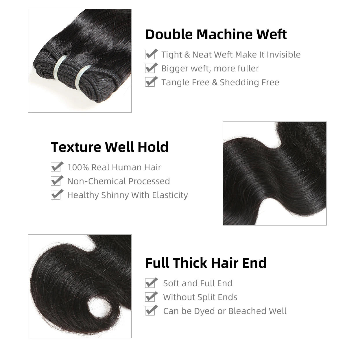 Ali Queen Body Wave Raw Double Drawn Mink Hair for Quick Weave
