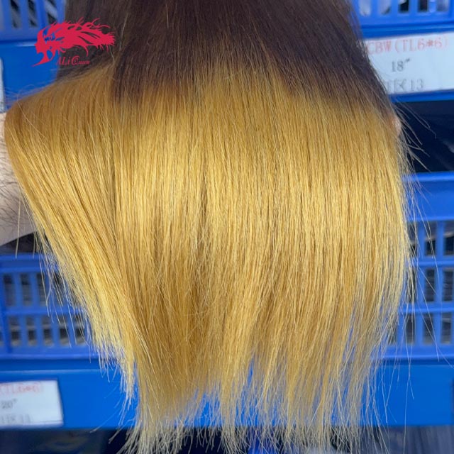 Ali Queen T1B/4/27 Color Straight  Soft Raw Double Drawn Mink Hair