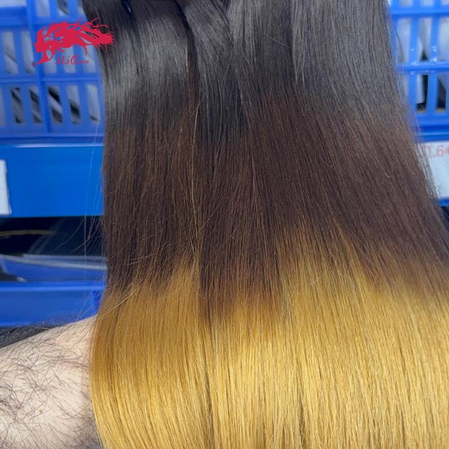 Ali Queen T1B/4/27 Color Straight  Soft Raw Double Drawn Mink Hair