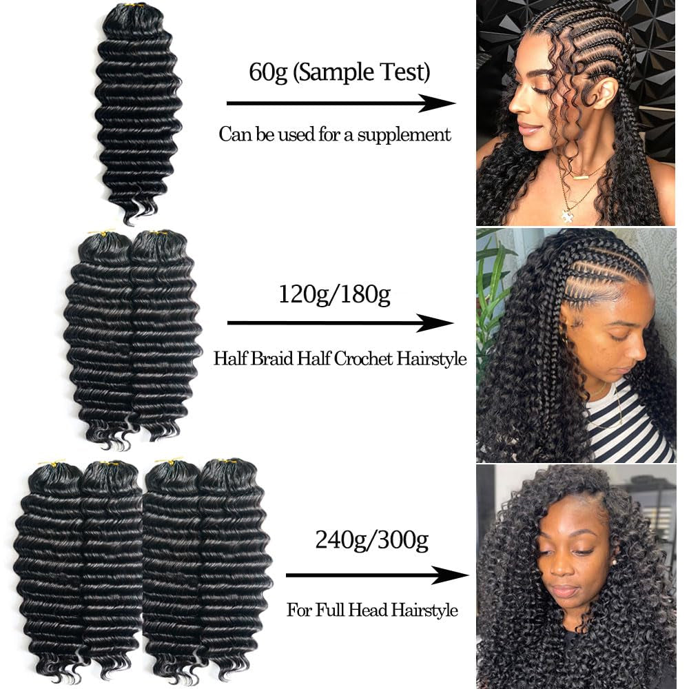 Ali Queen Deep Wave Crochet Human Hair for Boho Braids Extension