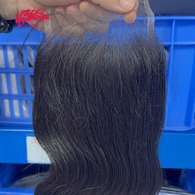 Ali Queen Body Wave Free Part Premium Raw Hair 4x4 HD Lace Closure
