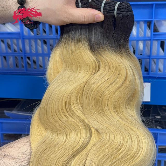 Ali Queen Body Wave Double Drawn Raw Mink Hair #1B/613 Color
