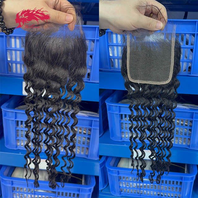 Ali Queen 4x4 HD Deep Wave 12a Grade Virgin Hair Lace Closure