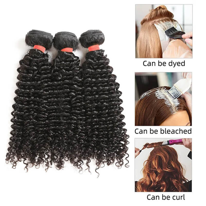 Ali Queen Kinky Curly Bouncy Raw Hair Bundle #1B Natural Black