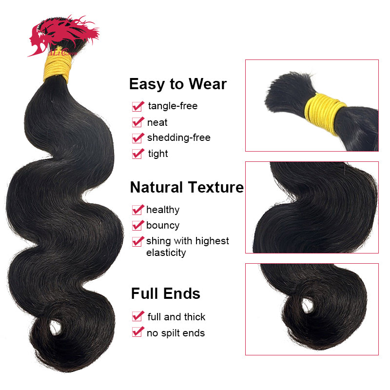 Ali Queen Body Wave Bulk Human Hair for Boho Knotless Braiding
