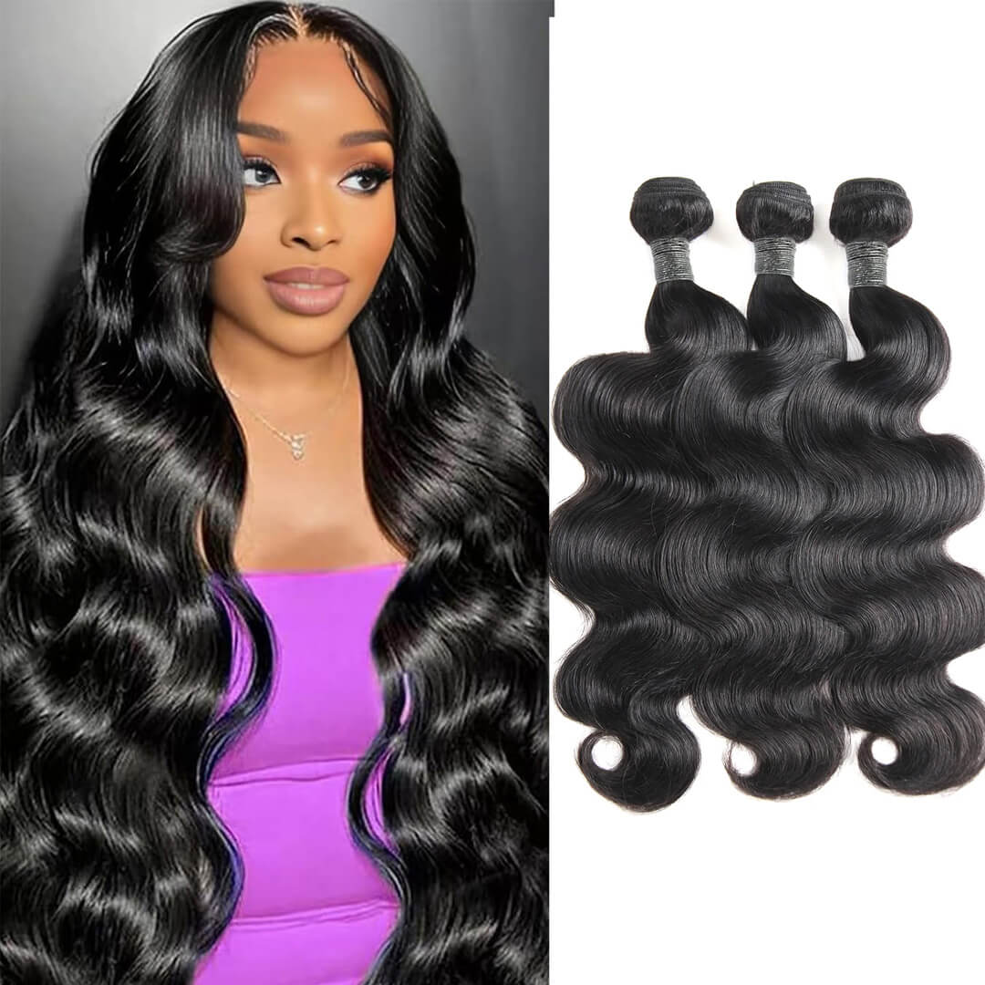 Ali Queen #1B Body Wave Bouncy Virgin Human Hair Bundle Deal