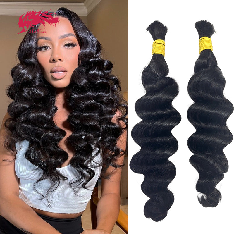 Ali Queen Loose Deep Wave Bulk Human Braiding Hair – Natural Color
