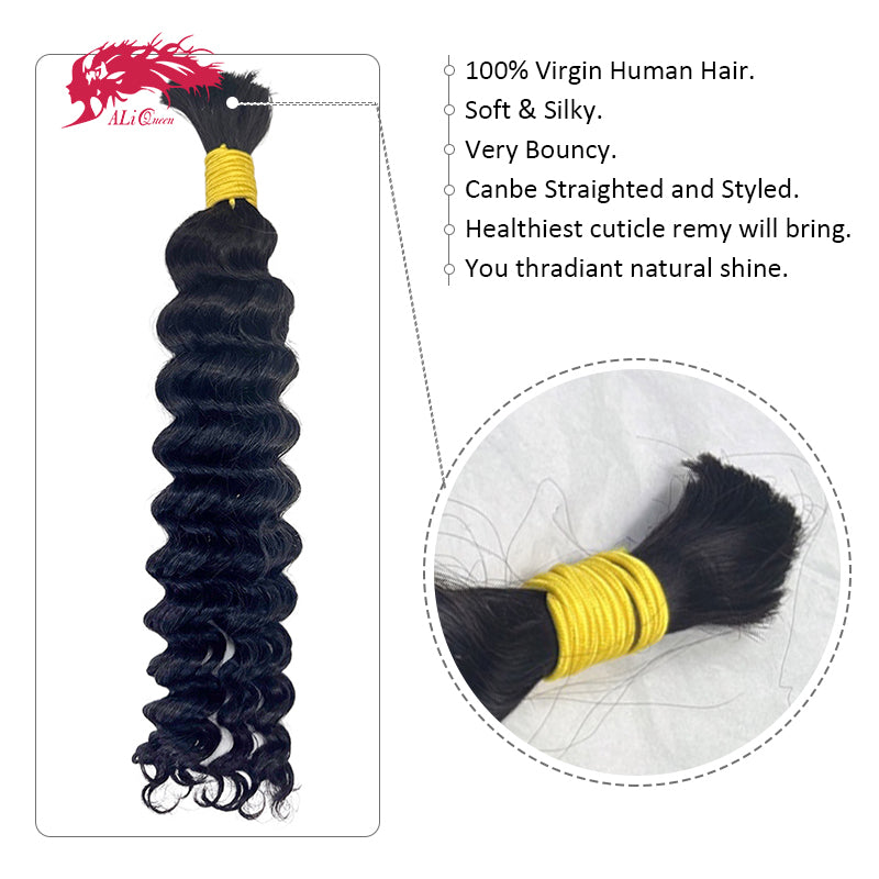 Ali Queen Bulk Hair For Braiding Deep Wave Human Hair No Weft