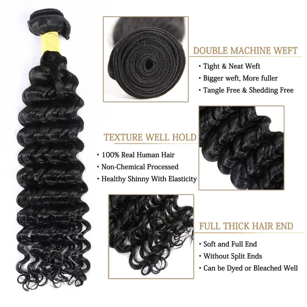 Ali Queen Deep Wave Premium Virgin Hair Full Ends Bundle