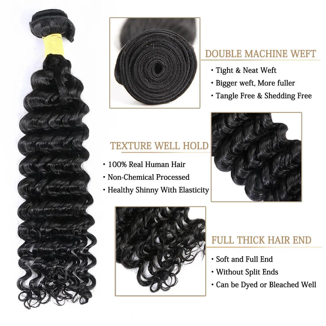Ali Queen Deep Wave Premium Virgin Hair Full Ends Bundle