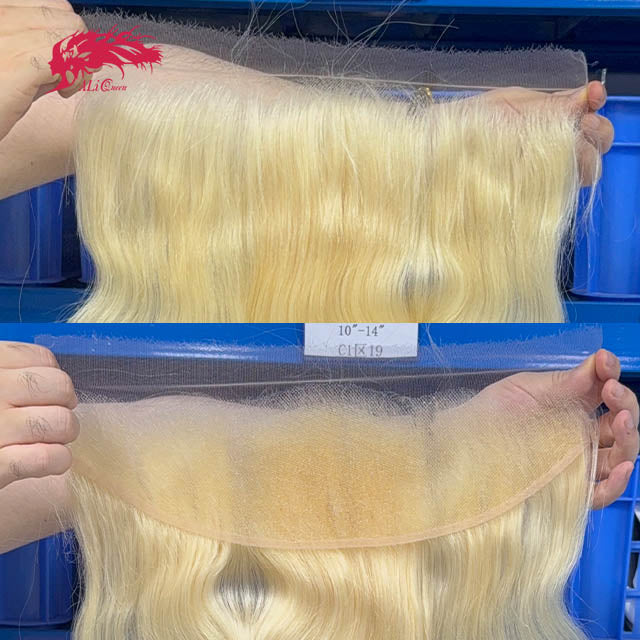 Ali Queen #613 Blonde 13x4 HD Body Wave Raw Hair Ear to Ear Frontal