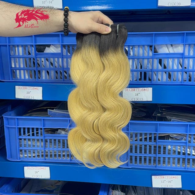 Ali Queen Body Wave Double Drawn Raw Mink Hair #1B/613 Color