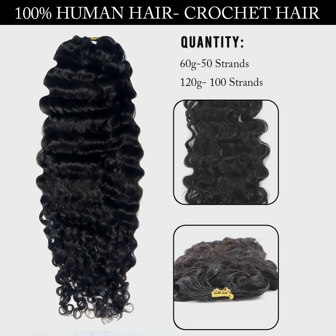 Ali Queen 12A Water Wave Feathering Crochet Human Hair Extension