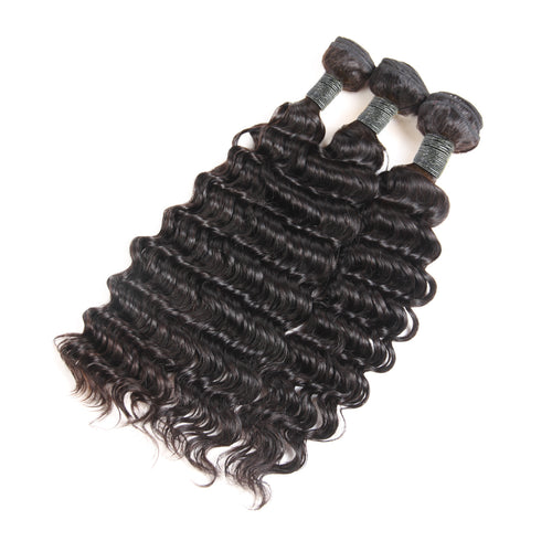 10A Deep Wave Virgin Human Hair Bundles –No Shedding and Tangling
