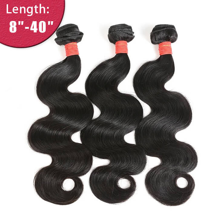 Ali Queen Heat-safe Body Wave Regular Raw Hair Bundle 1B Color
