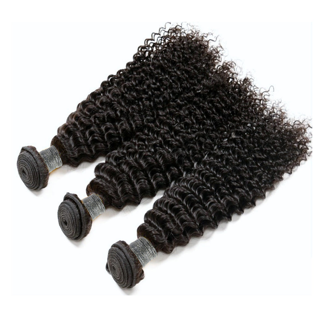 Ali Queen Kinky Curly Virgin Human Hair Bundle #1B Natural Black