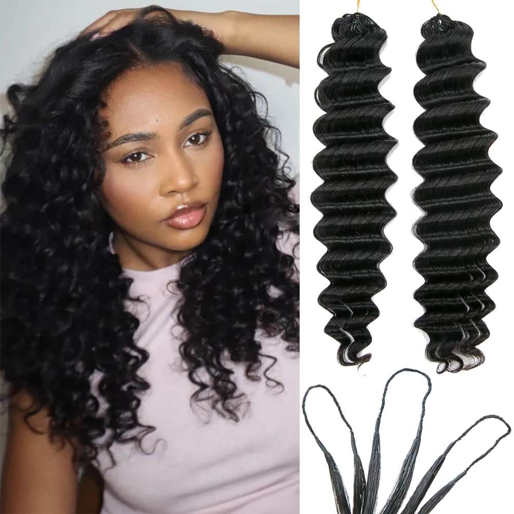 Ali Queen Deep Wave Crochet Human Hair for Boho Braids Extension