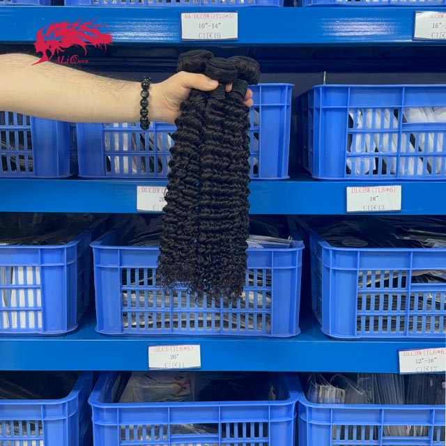Ali Queen Kinky Curly Virgin Human Hair Bundle #1B Natural Black
