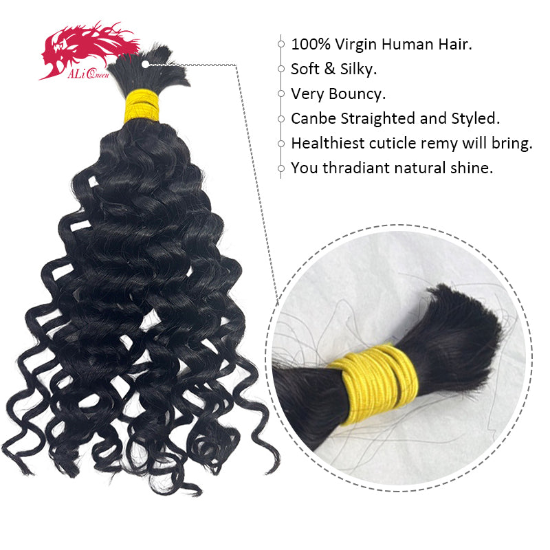 Ali Queen Water Wave Bulk hair Extensions for Braiding Boho Braids
