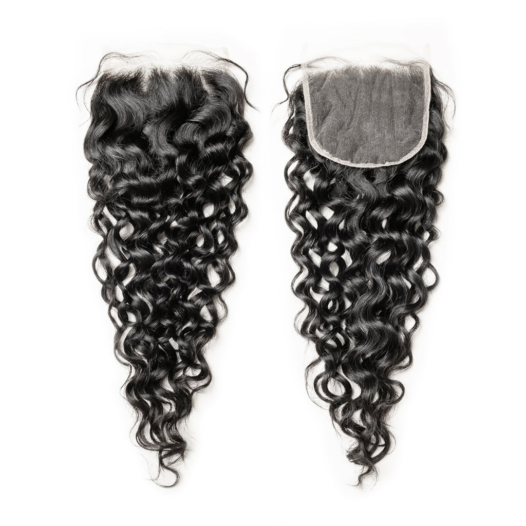 Ali Queen Water Wave Free Part Premium Raw Hair 4x4 HD Lace Closure