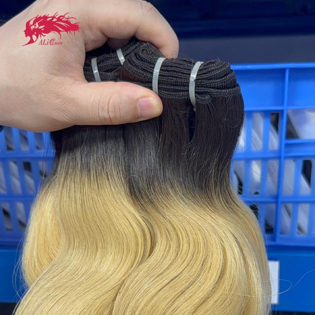 Ali Queen Body Wave Double Drawn Raw Mink Hair #1B/613 Color