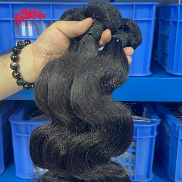 Ali Queen #1B Body Wave Bouncy Virgin Human Hair Bundle Deal