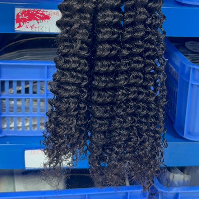 Ali Queen Kinky Curly Virgin Human Hair Bundle #1B Natural Black