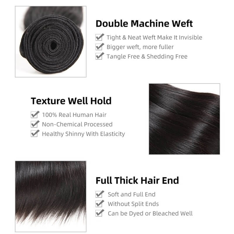 Ali Queen Straight Full End Natural Black Premium Virgin Hair Bundle